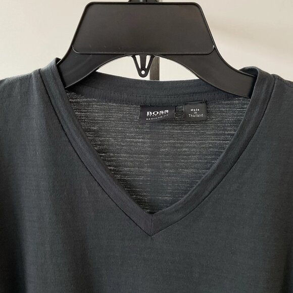 Hugo Boss Men’s Black V-neck Cotton Regular Fit Knit Sweater Size M - Picture 3 of 7